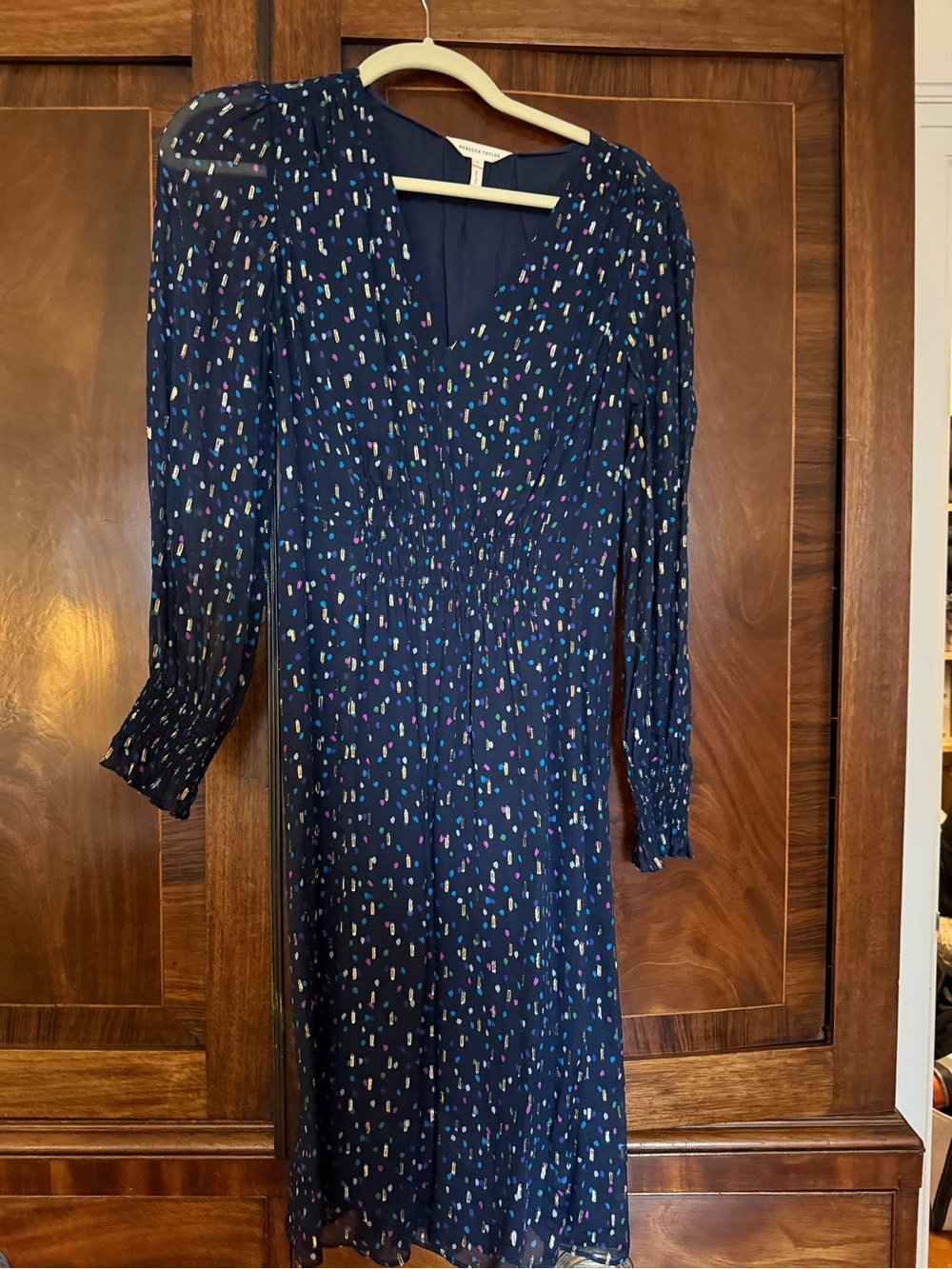 Rebecca Navy Printed Long Sleeve Dress